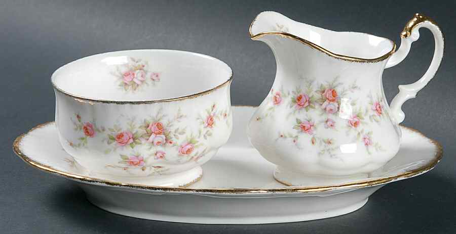 Victoriana Rose Mini Creamer & Open Sugar with Tray by Paragon-1