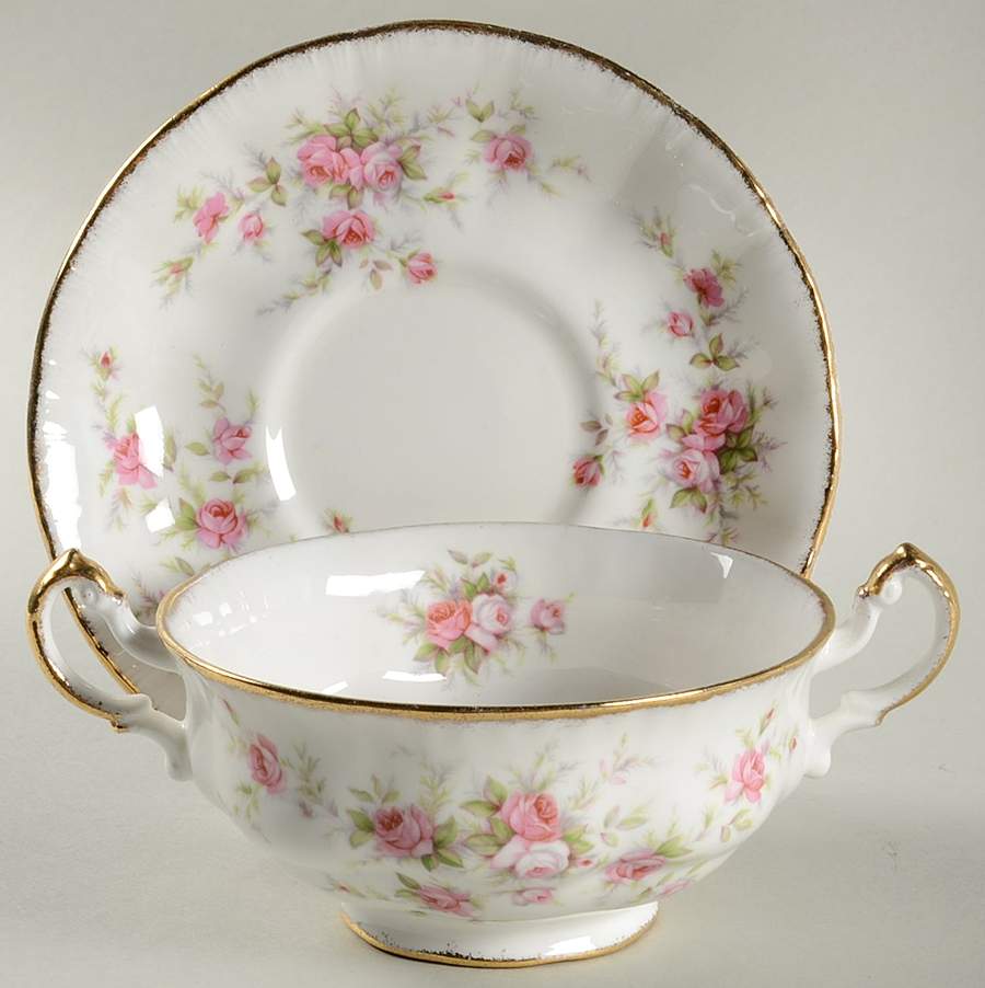 Victoriana Rose Footed Cream Soup Bowl & Saucer Set by Paragon-1