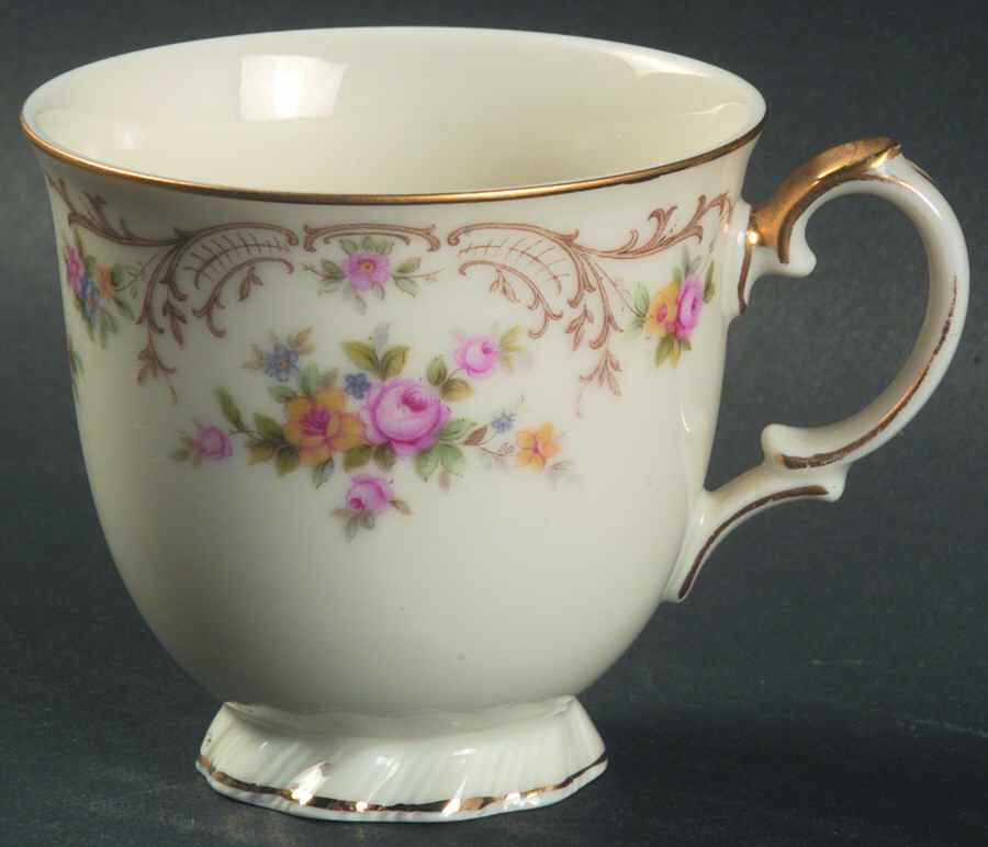 Garden Manor (Cream Background) Footed Demitasse Cup by Princess (Bavaria, Czech)-1