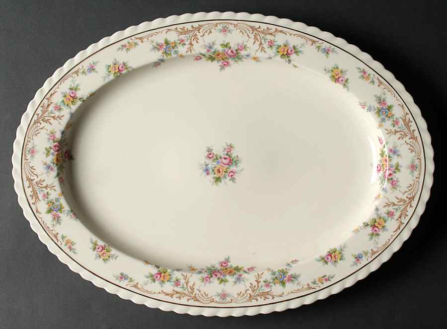 Garden Manor (Cream Background) 15" Oval Serving Platter by Princess (Bavaria, Czech)-1