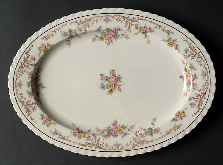 Garden Manor (Cream Background) 12" Oval Serving Platter by Princess (Bavaria, Czech)-1