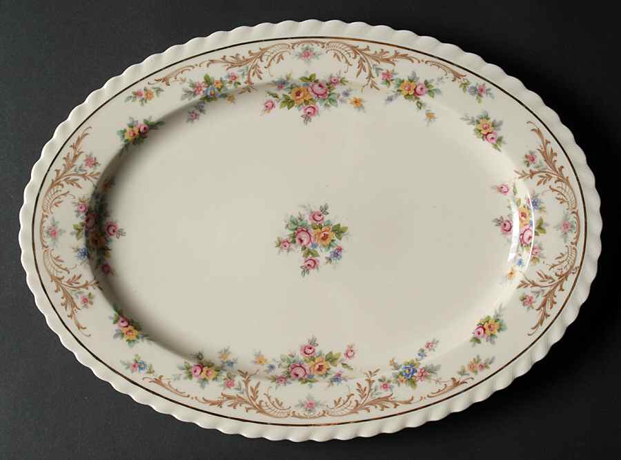 Garden Manor (Cream Background) 13" Oval Serving Platter by Princess (Bavaria, Czech)-1