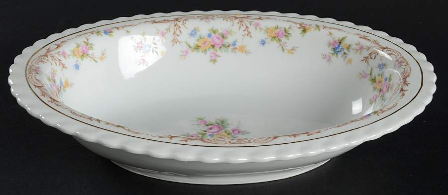 Garden Manor (White Background) 9" Oval Vegetable Bowl by Princess (Bavaria, Czech)-1