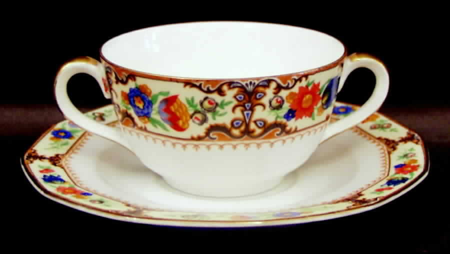 Lowell Flat Bouillon Cup & Saucer by Princess (Bavaria, Czech)-1