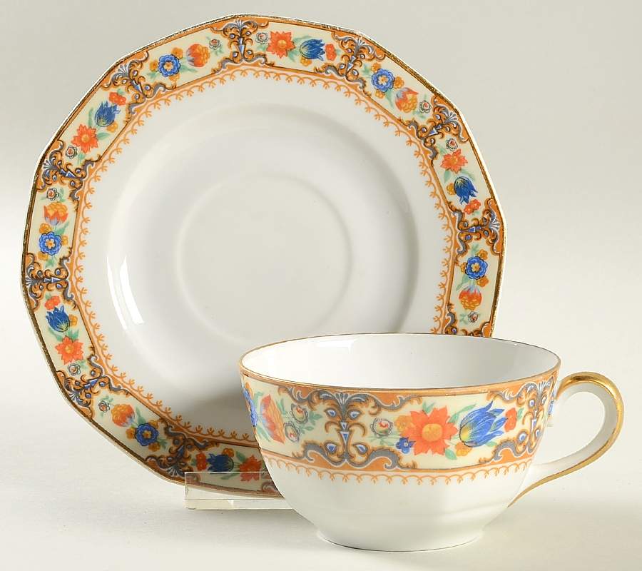 Lowell Flat Cup & Saucer Set by Princess (Bavaria, Czech)-1