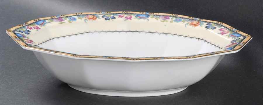 Newport (Cream & White) 10" Oval Vegetable Bowl by Princess (Bavaria, Czech)-1