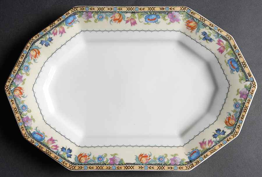 Newport (Cream & White) 11" Oval Serving Platter by Princess (Bavaria, Czech)-1