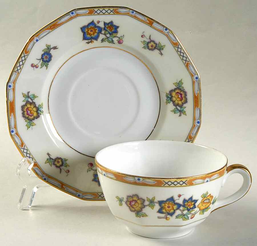 Tacoma Flat Cup & Saucer Set by Princess (Bavaria, Czech)-1