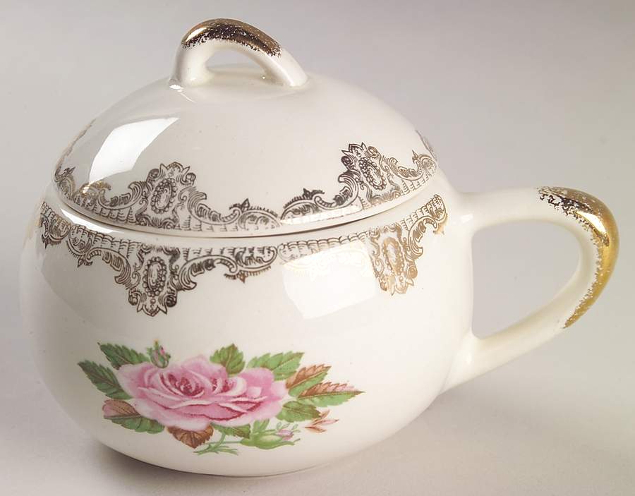 American Rose Sugar Bowl & Lid by Paden City-1