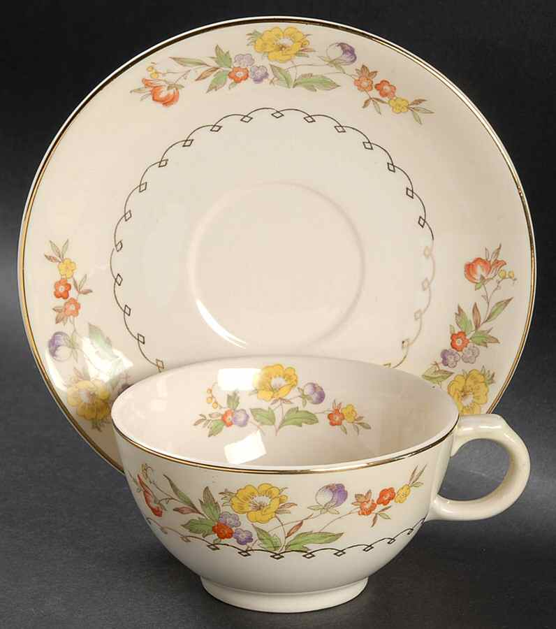 Buttercup Flat Cup & Saucer Set by Paden City-1