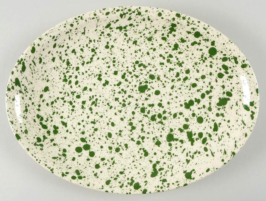 Confetti Green 11" Oval Serving Platter by Paden City-1