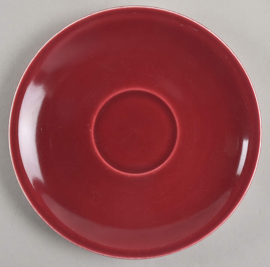 Greenbrier Burgundy Saucer for Flat Cup by Paden City-1