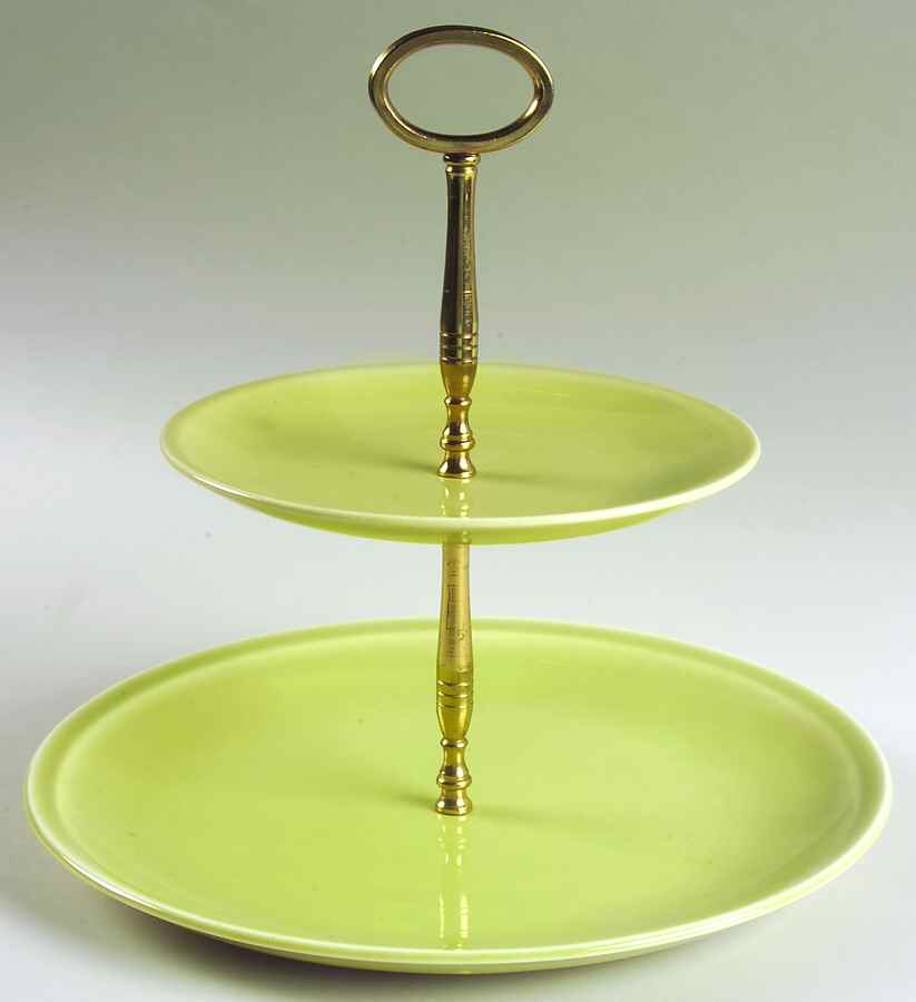 Greenbriar Chartreuse 2 Tiered Serving Tray (Lunch & Bread/Butter Plate) by Paden City-1