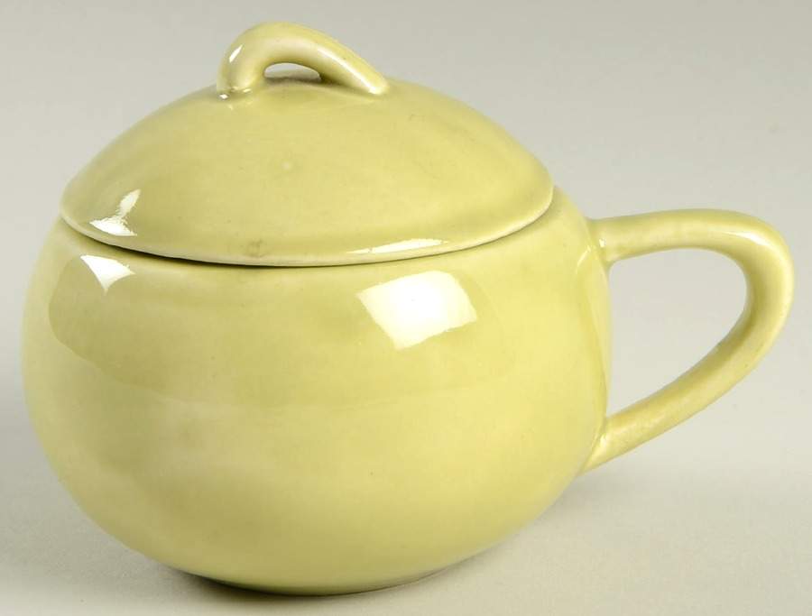 Greenbriar Chartreuse Sugar Bowl & Lid by Paden City-1