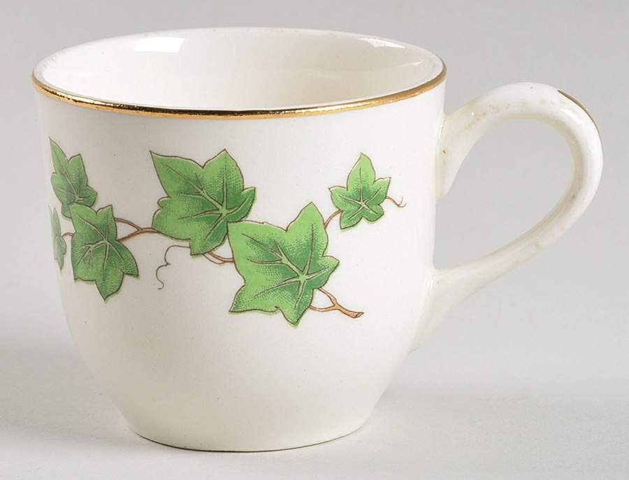 Ivy (Gold Trim On Edge) Flat Demitasse Cup & Saucer Set by Paden City-1