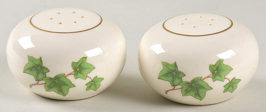 Ivy (Gold Trim On Edge) Salt & Pepper Set by Paden City-1