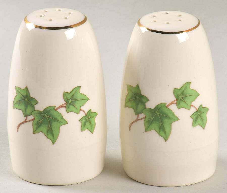 Ivy (Gold Trim On Edge) Salt & Pepper Set by Paden City-1