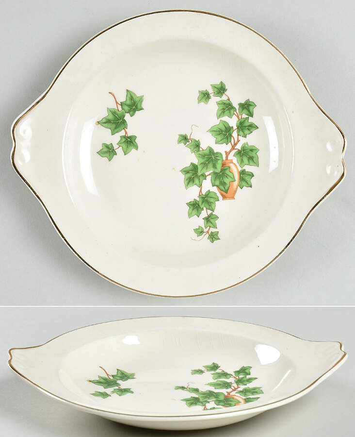 Ivy (Gold Trim On Edge) Lugged Cereal Bowl by Paden City-1