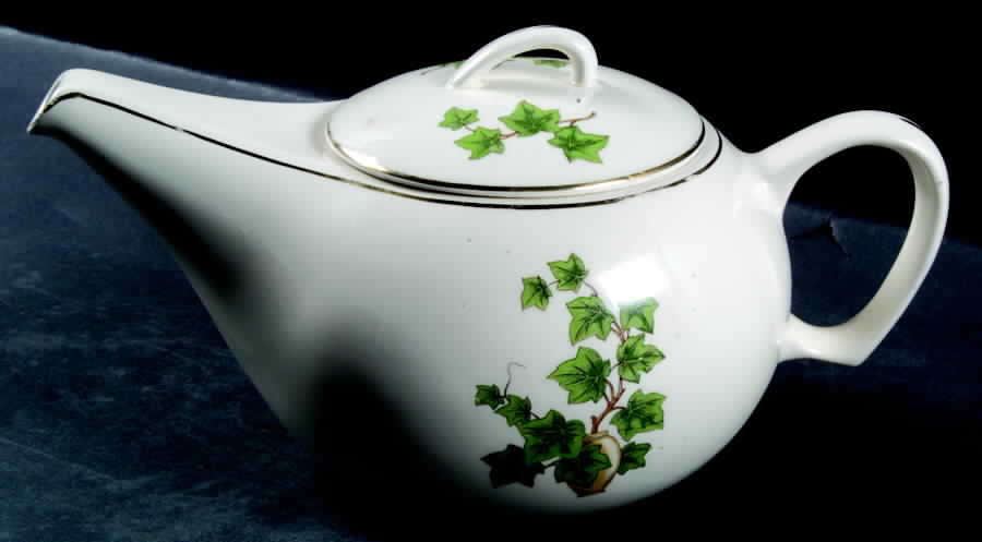 Ivy (Gold Trim On Edge) Teapot & Lid by Paden City-1