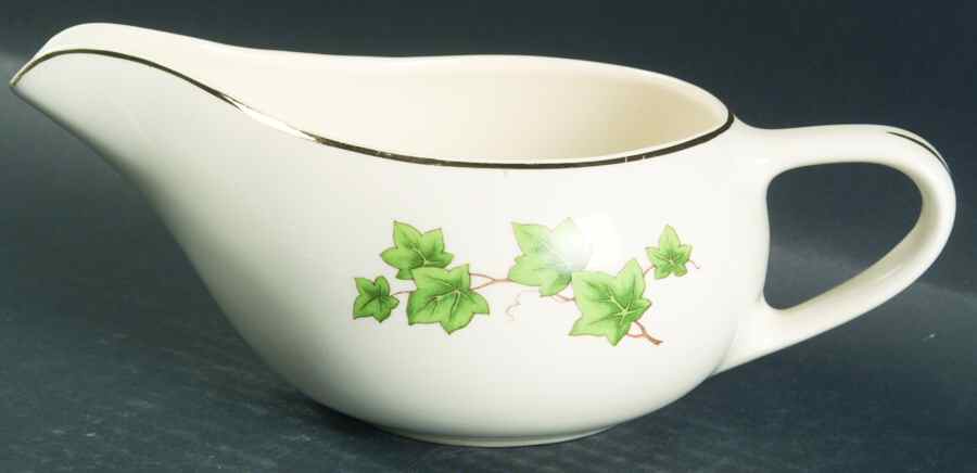 Ivy (Gold Trim On Edge) Gravy Boat by Paden City-1