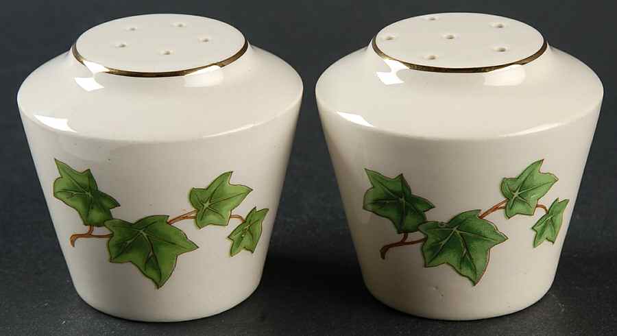 Ivy (Gold Trim On Edge) Salt & Pepper Set by Paden City-1