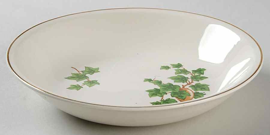 Ivy (Gold Trim On Edge) Coupe Soup Bowl by Paden City-1