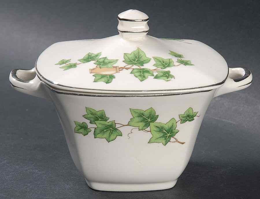 Ivy (Minion, Platinum Trim) Sugar Bowl & Lid by Paden City-1