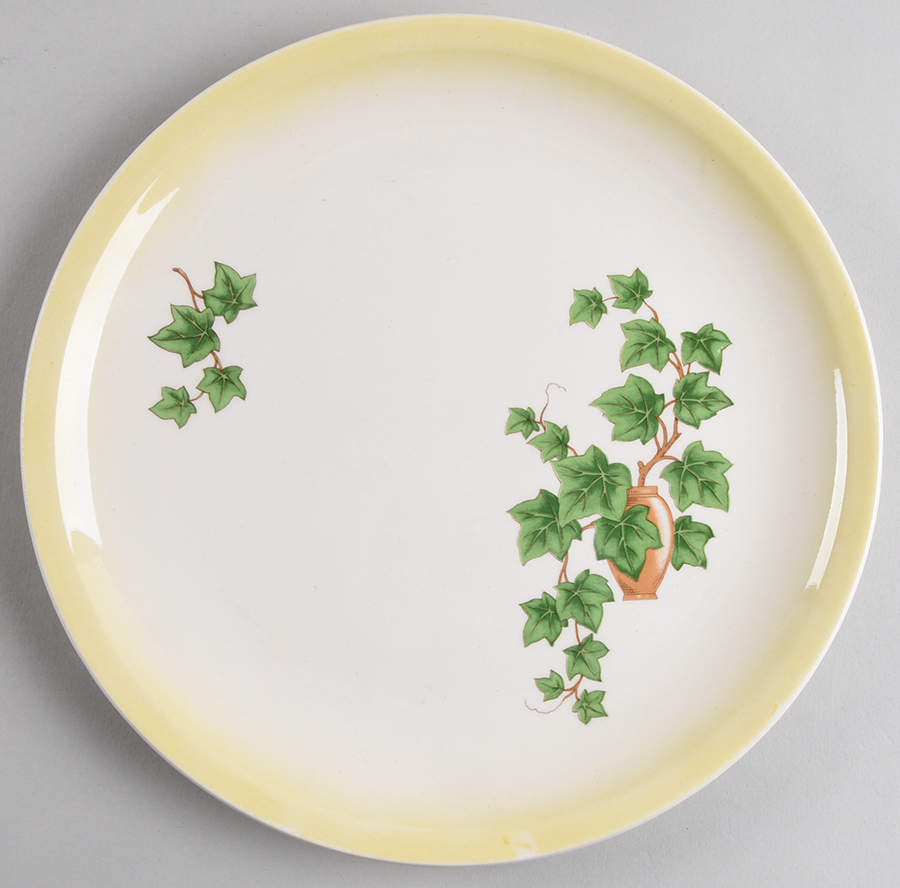 Ivy (Yellow Trim) Luncheon Plate by Paden City-1