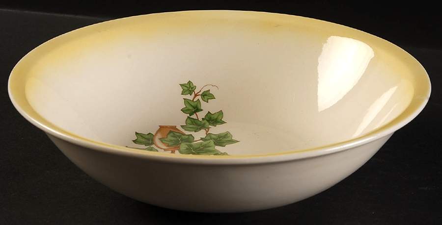 Ivy (Yellow Trim) 8" Round Vegetable Bowl by Paden City-1