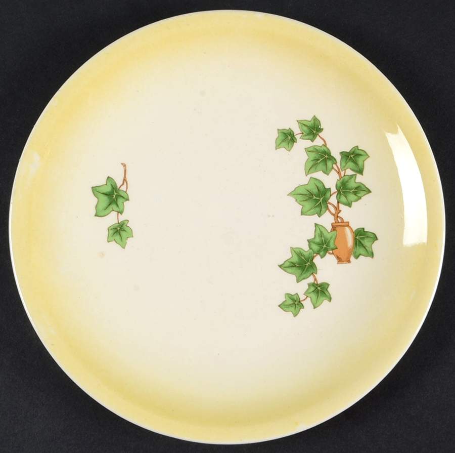 Ivy (Yellow Trim) Bread & Butter Plate by Paden City-1