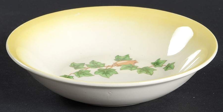Ivy (Yellow Trim) Fruit/Dessert (Sauce) Bowl by Paden City-1