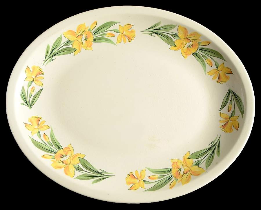 Jonquil (Smooth, No Trim) 16" Oval Serving Platter by Paden City-1