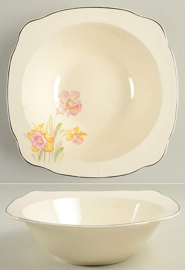 Jonquil (Multisided, Platinum) 8" Round Vegetable Bowl by Paden City-1