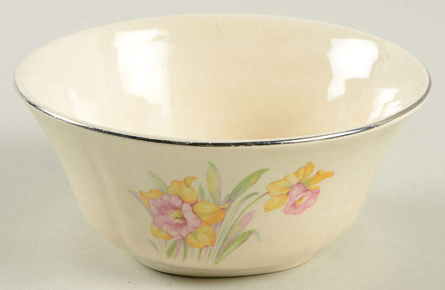 Jonquil (Multisided, Platinum) Cranberry Bowl by Paden City-1