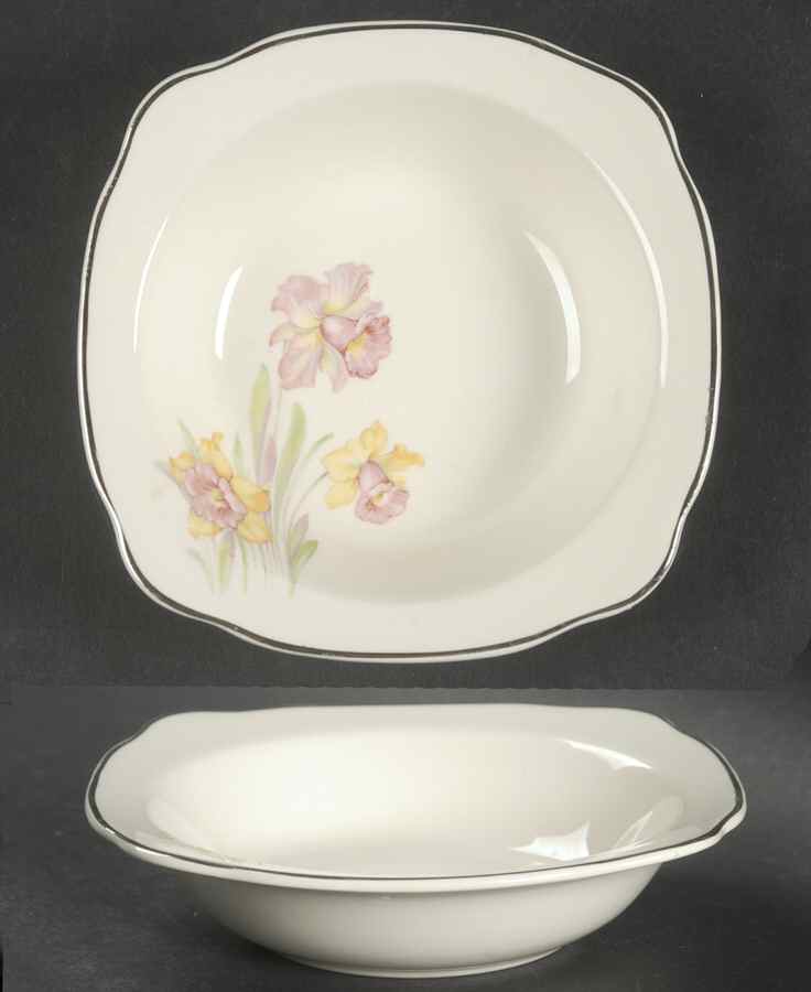 Jonquil (Multisided, Platinum) Rim Fruit/Dessert (Sauce) Bowl by Paden City-1