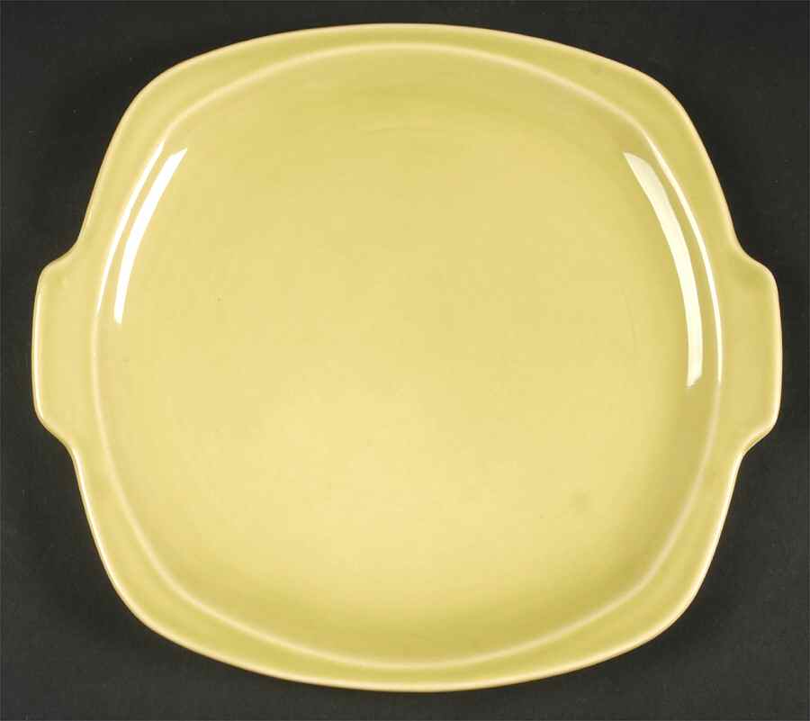 Minion Chartreuse Handled Cake Plate by Paden City-1
