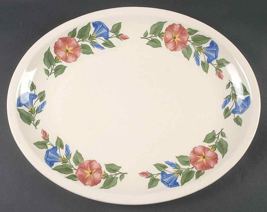Morning Glory 16" Oval Serving Platter by Paden City-1