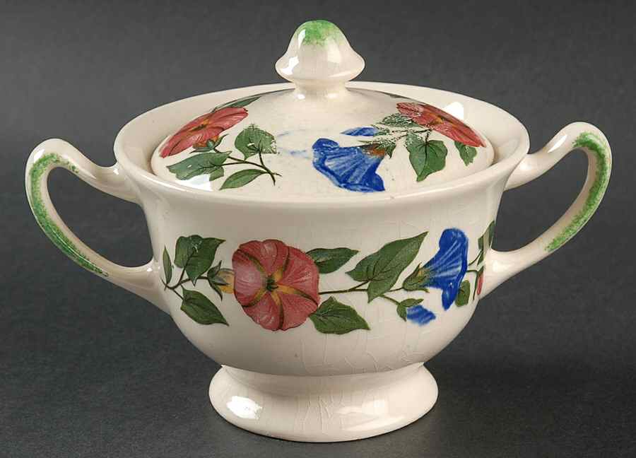Morning Glory Sugar Bowl & Lid by Paden City-1