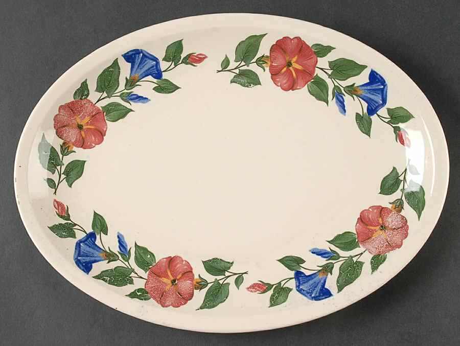 Morning Glory 11" Oval Serving Platter by Paden City-1