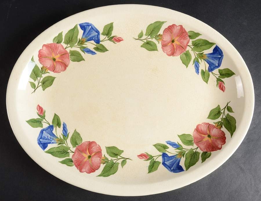 Morning Glory 13" Oval Serving Platter by Paden City-1
