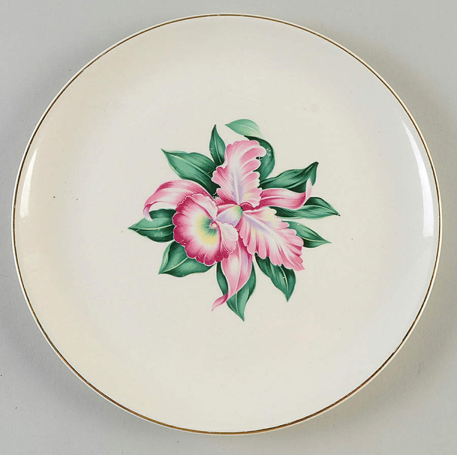Modern Orchid Large Dinner Plate by Paden City-1