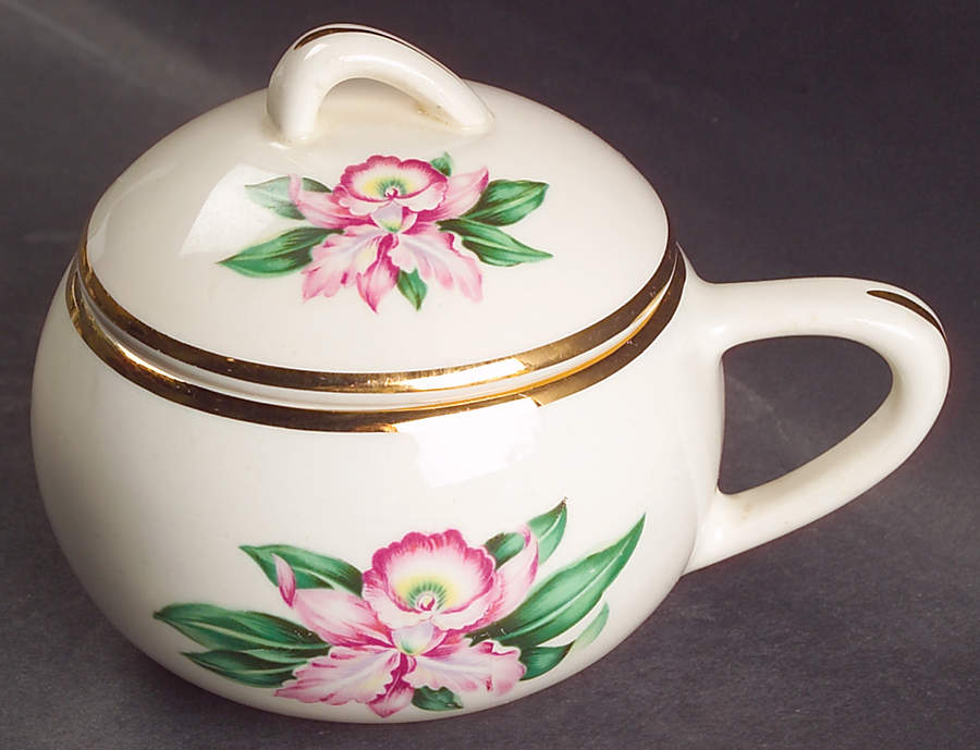 Modern Orchid Sugar Bowl & Lid by Paden City-1