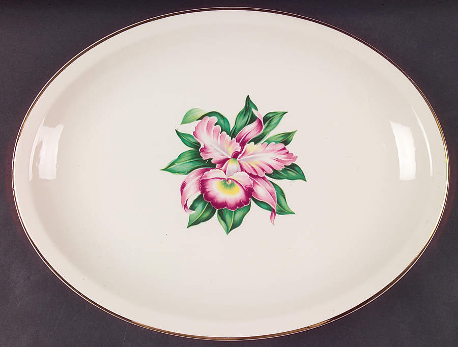 Modern Orchid 13" Oval Serving Platter by Paden City-1
