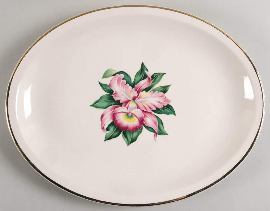 Modern Orchid 14" Oval Serving Platter by Paden City-1