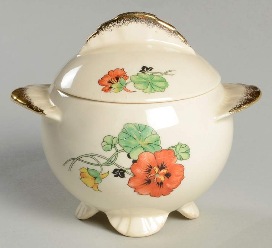 Nasturtium Sugar Bowl & Lid by Paden City-1