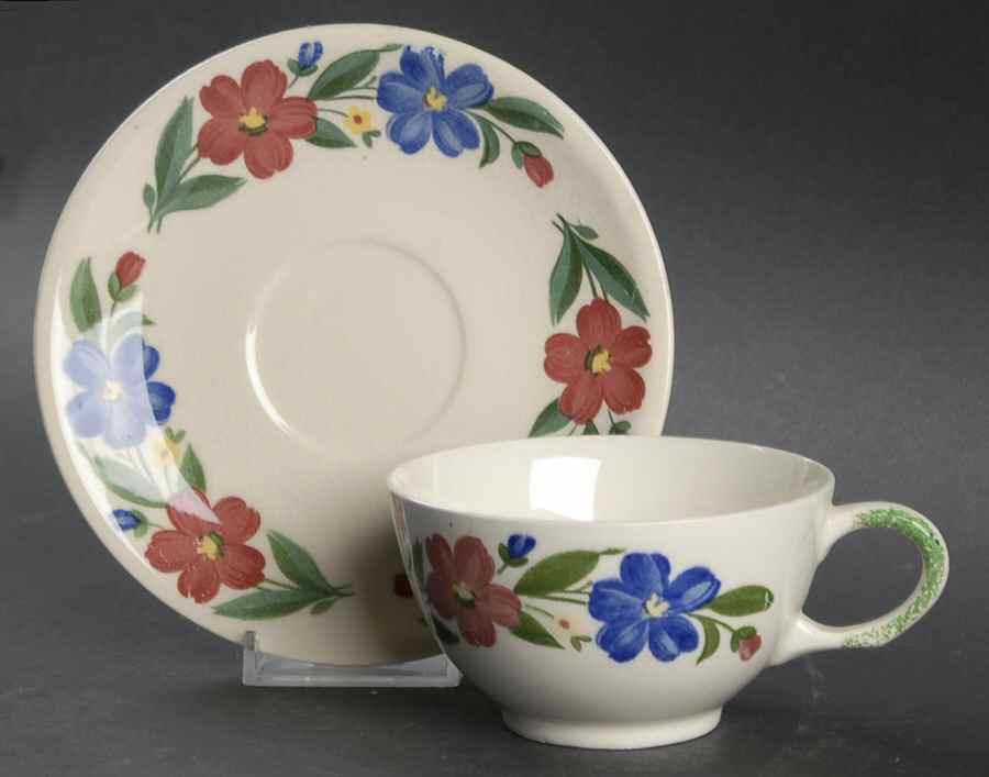 Cosmos Flat Cup & Saucer Set by Paden City-1