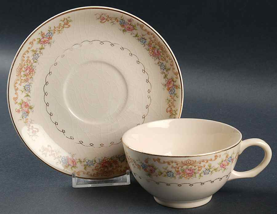 Marlene Lace Flat Cup & Saucer Set by Paden City-1
