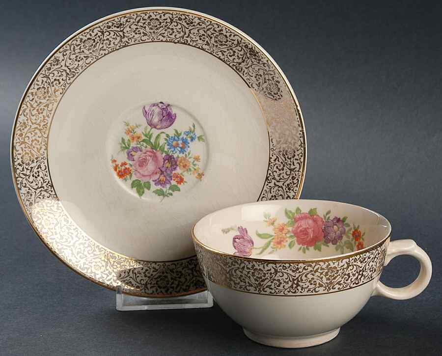 PCP43 Footed Cup & Saucer Set by Paden City-1