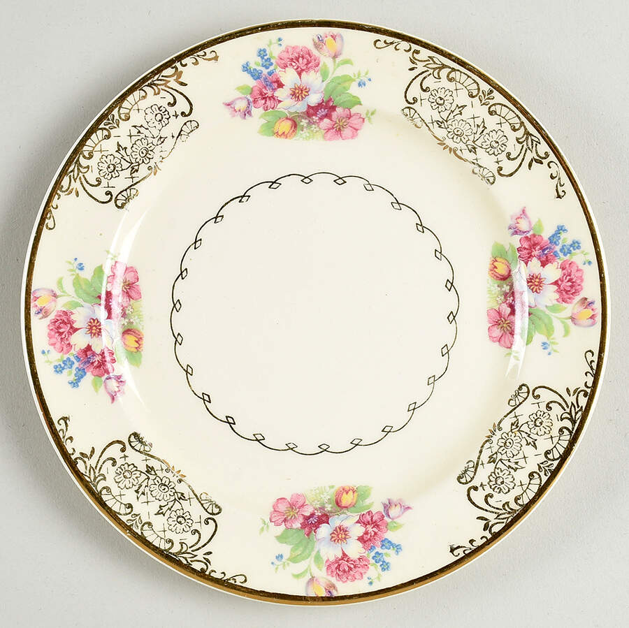Gold Lynn Bread & Butter Plate by Paden City-1