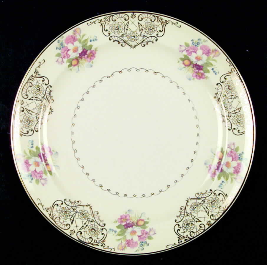 Gold Lynn Dinner Plate by Paden City-1